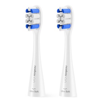 Niceboy - SET 2x Cabezal de recambio Ultrasoft para cepillo de dientes infantil ION Sonic blanco