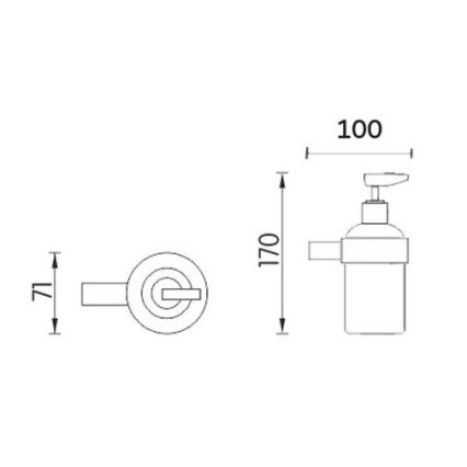 NIMCO BR 11031C-26 - Dispensador de jabón de pared BORMO 180 mm vidrio mate/cromo brillante