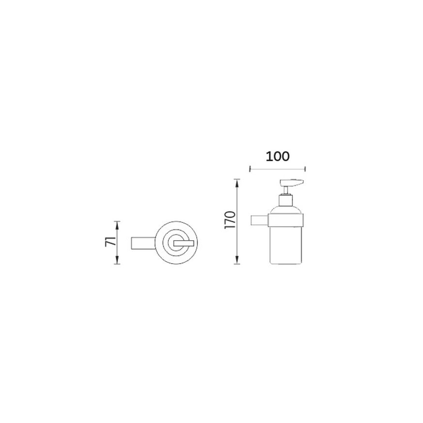 NIMCO BR 11031C-26 - Dispensador de jabón de pared BORMO 180 mm vidrio mate/cromo brillante