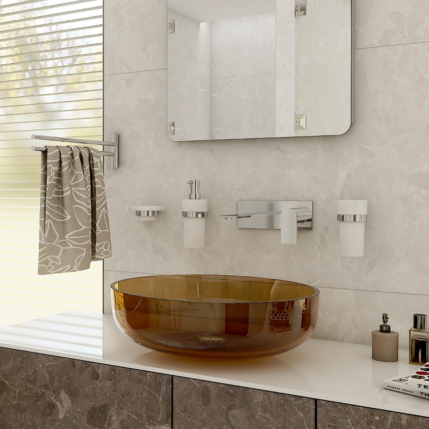 NIMCO BR 11031KN-26 - Dispensador de jabón de pared BORMO 300 mm blanco/cromo brillante