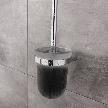 NIMCO BR 11094WN-26 - Cepillo para inodoro montado en la pared BORMO vidrio mate/cromo brillante
