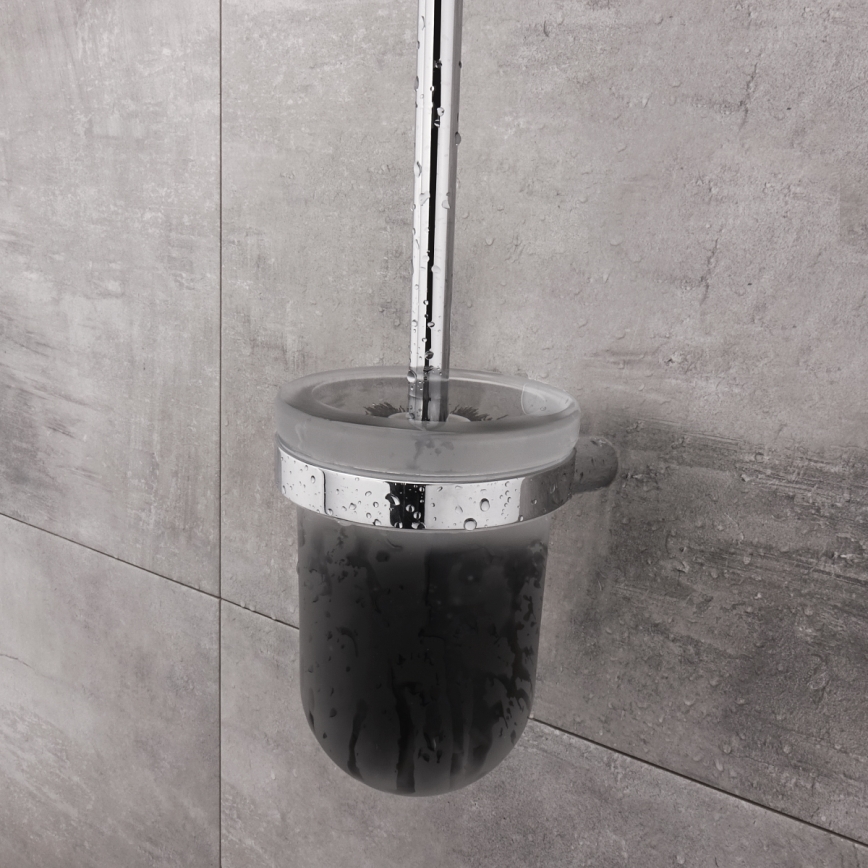NIMCO BR 11094WN-26 - Cepillo para inodoro montado en la pared BORMO vidrio mate/cromo brillante