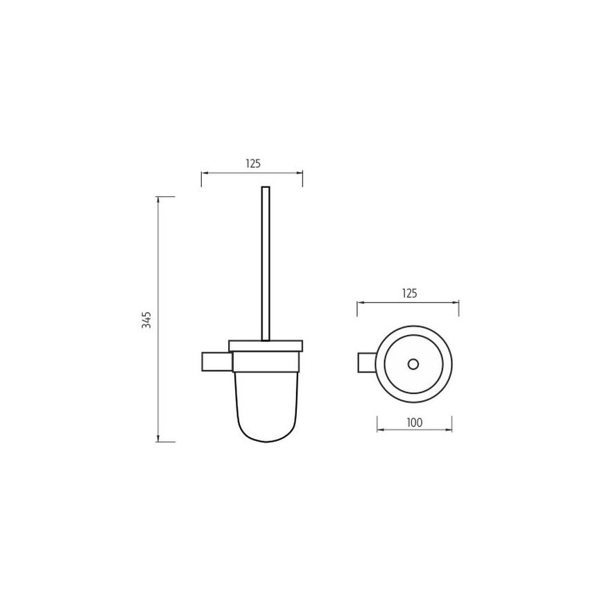 NIMCO BR 11094WN-26 - Cepillo para inodoro montado en la pared BORMO vidrio mate/cromo brillante