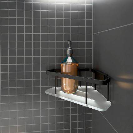 NIMCO Ki-14003-B-90 - Estante de pared de ducha KIBO negro mate/blanco