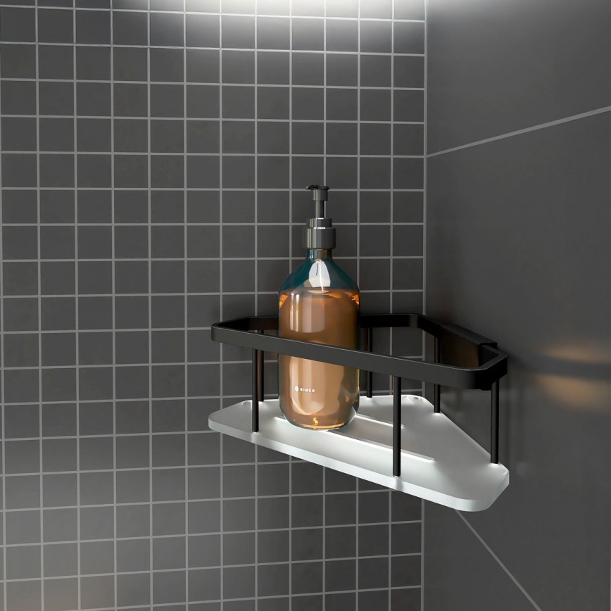 NIMCO Ki-14003-B-90 - Estante de pared de ducha KIBO negro mate/blanco