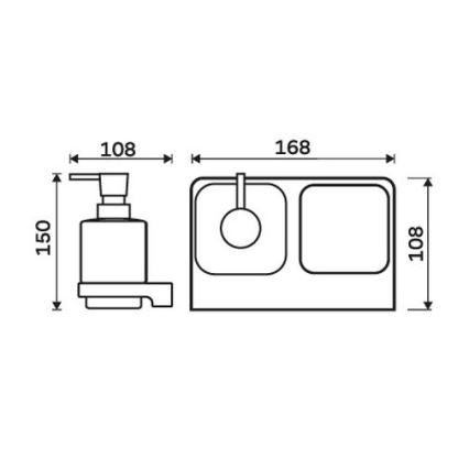 NIMCO MA 2905831C-26 - Dispensador de jabón de pared y soporte para cepillos de dientes MAYA 320 mm mate tarros/cromo brillante