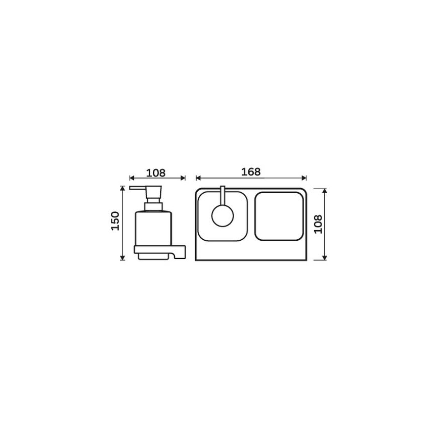 NIMCO MA 2905831C-26 - Dispensador de jabón de pared y soporte para cepillos de dientes MAYA 320 mm mate tarros/cromo brillante
