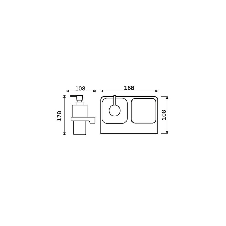 NIMCO MA 2905831H-26 - Dispensador de jabón de pared y soporte para cepillos de dientes MAYA 290 mm mate tarros/cromo brillante