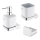 NIMCO MA set-31K-26 - Dispensador de jabón de pared, soporte para cepillos de dientes y gancho de pared MAYA 320 mm blanco/cromo brillante