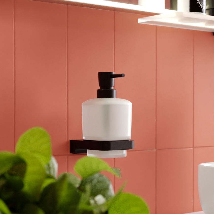 NIMCO MAC 2905831C-T-90 - Dispensador de jabón de pared y soporte para cepillos de dientes MAYA 320 mm mate tarros/mate negro