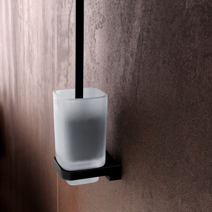 NIMCO MAC 29094CN-90 - Cepillo para inodoro montado en la pared MAYA vidrio mate/negro mate