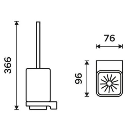 NIMCO MAC 29094CN-90 - Cepillo para inodoro montado en la pared MAYA vidrio mate/negro mate