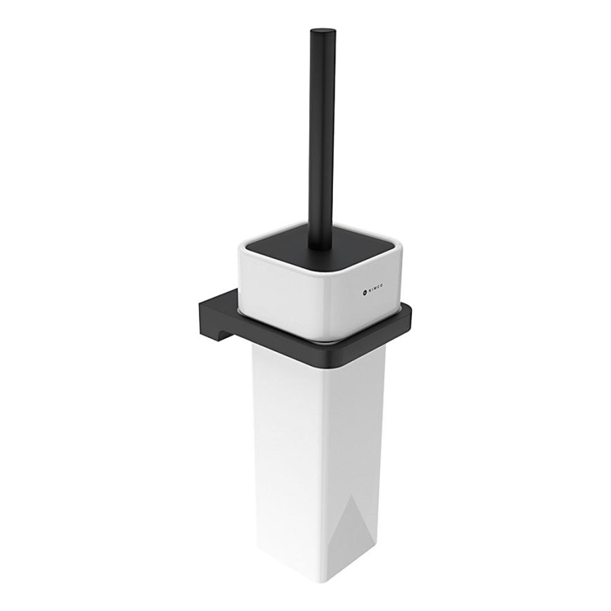 NIMCO MAC 29094K-90 - Cepillo para inodoro montado en la pared MAYA blanco/negro mate