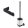 NIMCO MAC set-94KN-90 - Cepillo de inodoro montado en la pared y portarrollos de papel higiénico MAYA blanco/negro mate