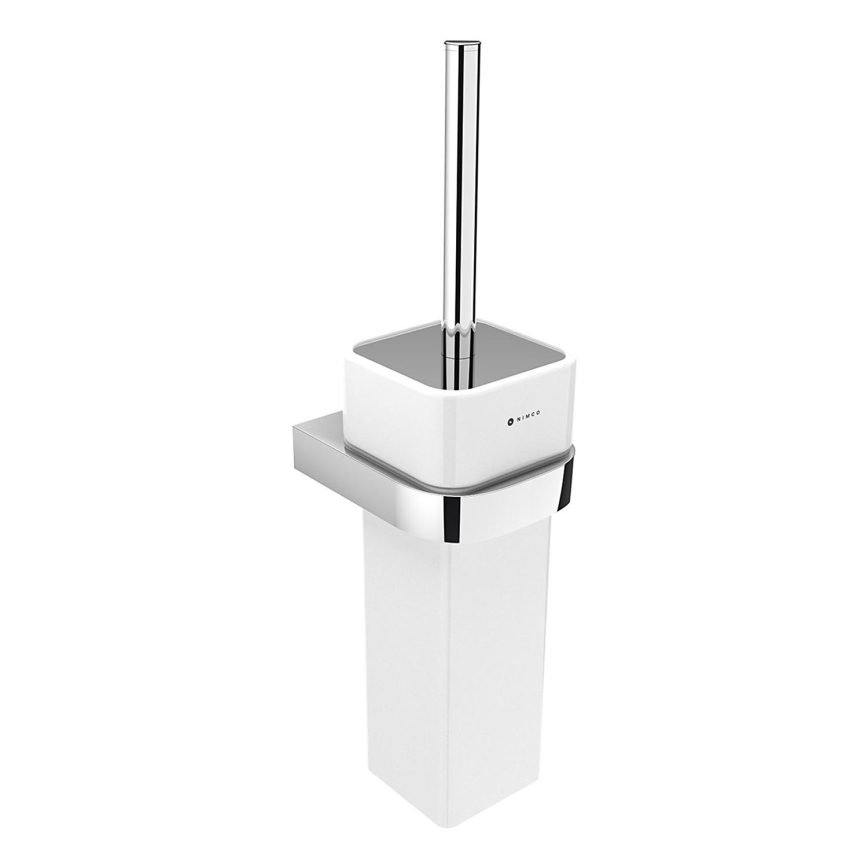 NIMCO NK 30094K-26 - Cepillo para inodoro montado en la pared NIKAU blanco/cromo brillante