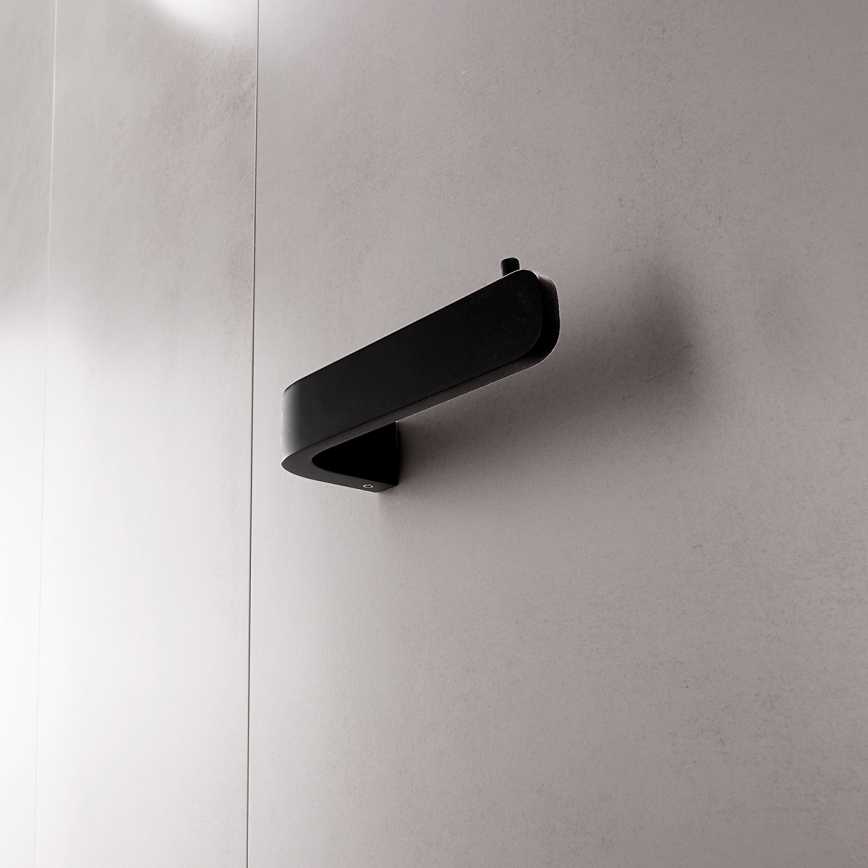 NIMCO NKC set-94KN-90 - Cepillo de inodoro montado en la pared y portarrollos de papel higiénico NIKAU blanco/negro mate