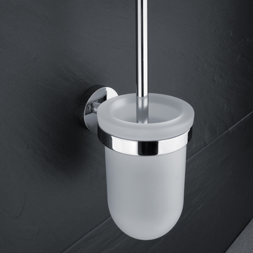 NIMCO UN set-94WN-26 - Cepillo de inodoro montado en la pared y portarrollos de papel higiénico UNIX cromo brillante
