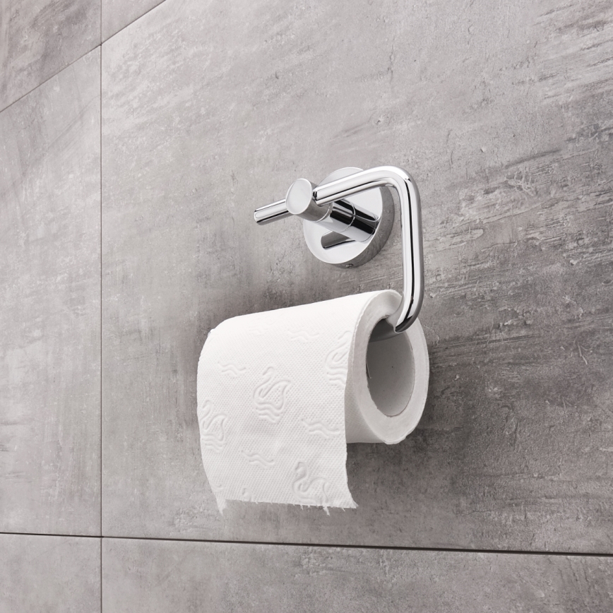 NIMCO UN set-94WN-26 - Cepillo de inodoro montado en la pared y portarrollos de papel higiénico UNIX cromo brillante