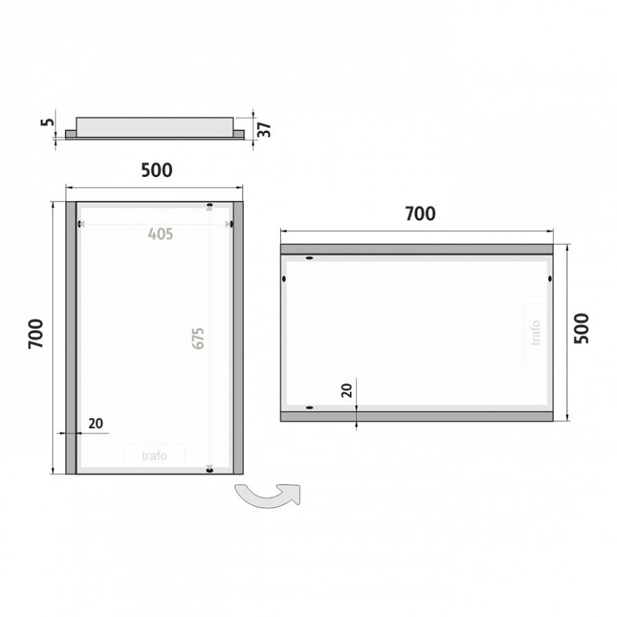 NIMCO ZP 11001 - Espejo de baño con retroiluminación LED LED/21W/230V 6500K 70x50 cm IP44