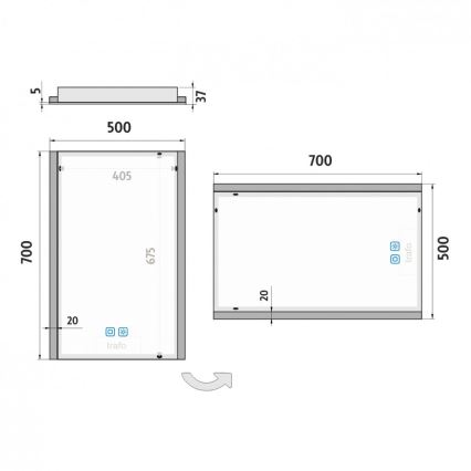 NIMCO ZP 11001VX - Espejo de baño LED regulable con retroiluminación LED/21W/230V 3000-6500K 70x50 cm IP44