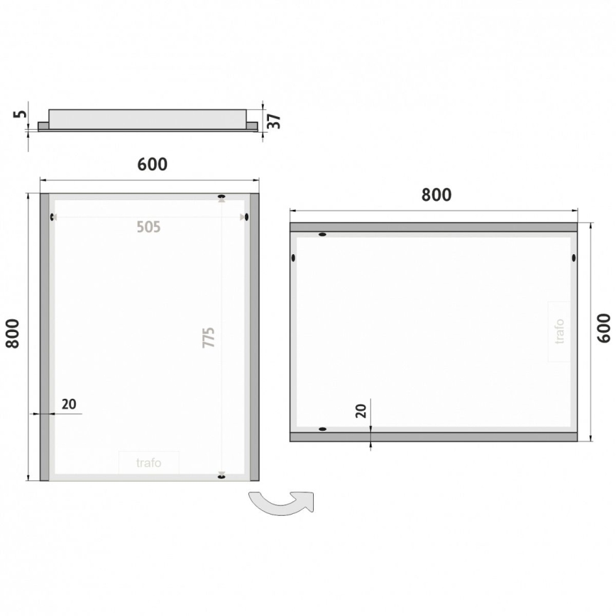 NIMCO ZP 11002 - Espejo de baño con retroiluminación LED LED/24W/230V 6500K 80x60 cm IP44