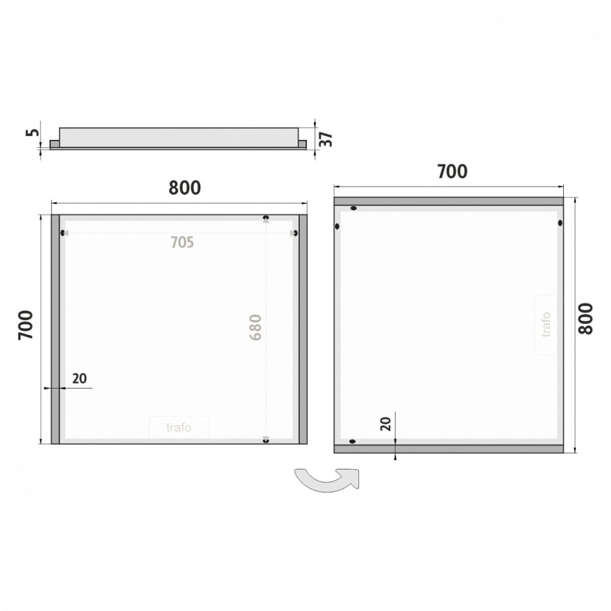 NIMCO ZP 11003 - Espejo de baño con retroiluminación LED LED/21W/230V 6500K 70x80 cm IP44