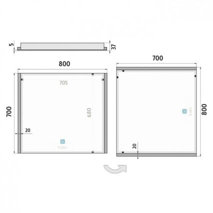 NIMCO ZP 11003V - Espejo de baño LED regulable con retroiluminación LED/21W/230V 3000-6500K 70x80 cm IP44