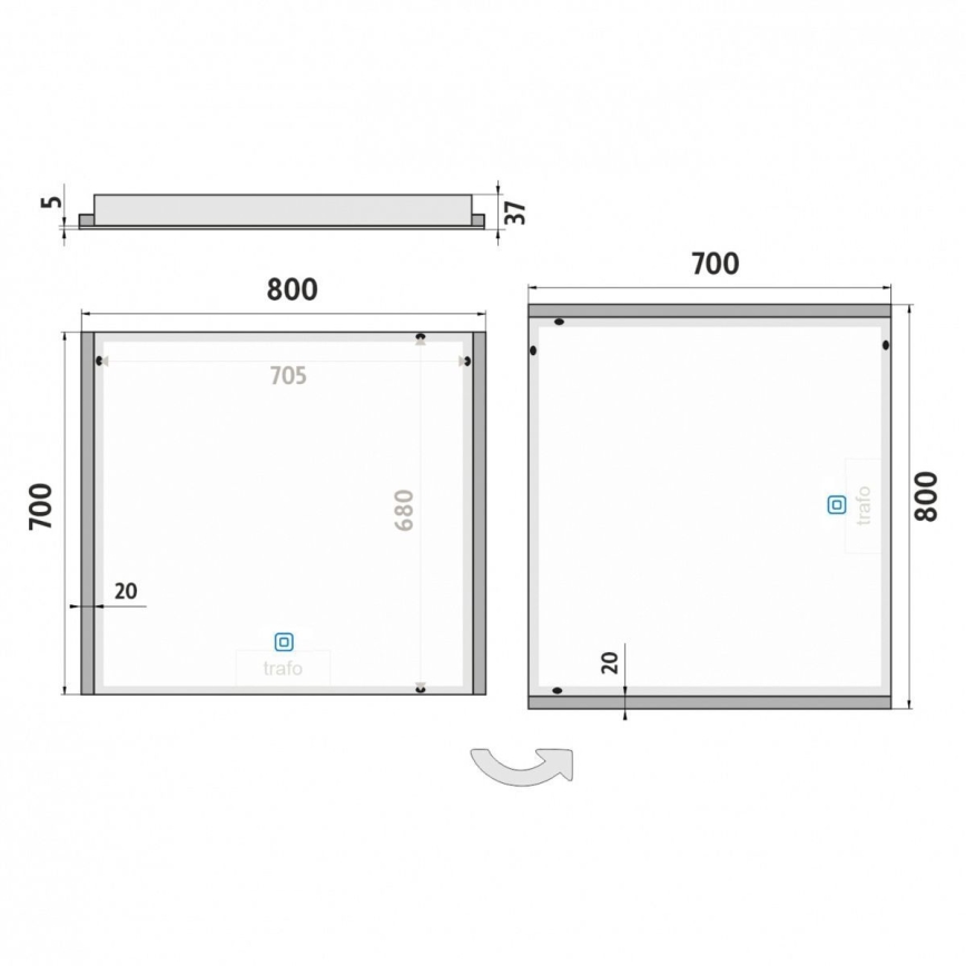 NIMCO ZP 11003V - Espejo de baño LED regulable con retroiluminación LED/21W/230V 3000-6500K 70x80 cm IP44