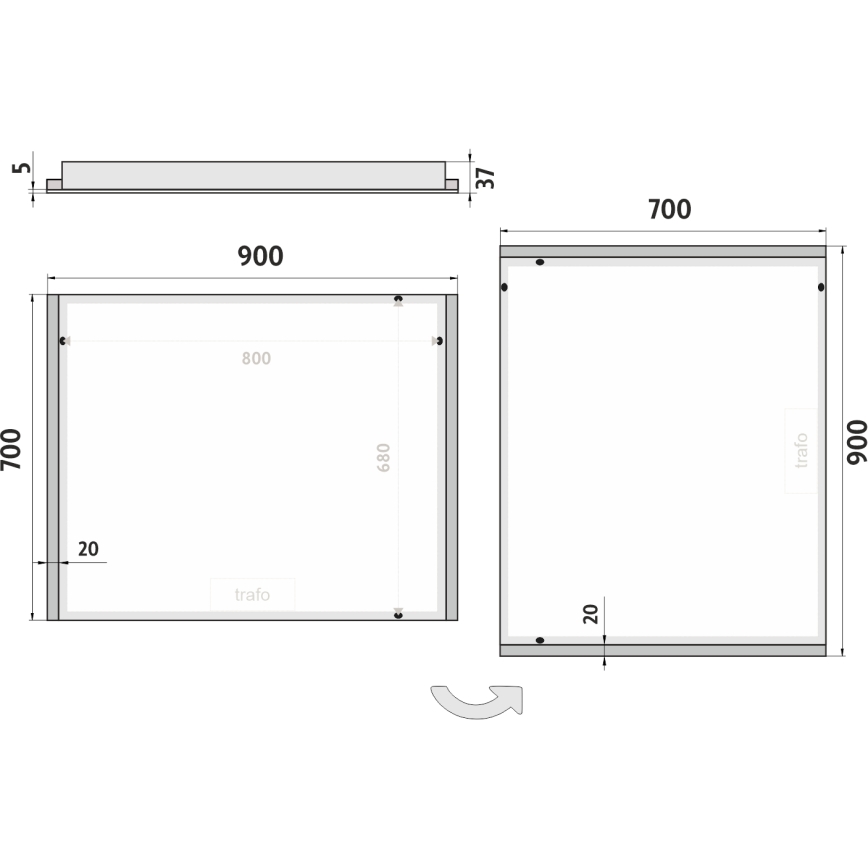 NIMCO ZP 11019 - Espejo de baño con retroiluminación LED LED/21W/230V 6500K 70x90 cm IP44