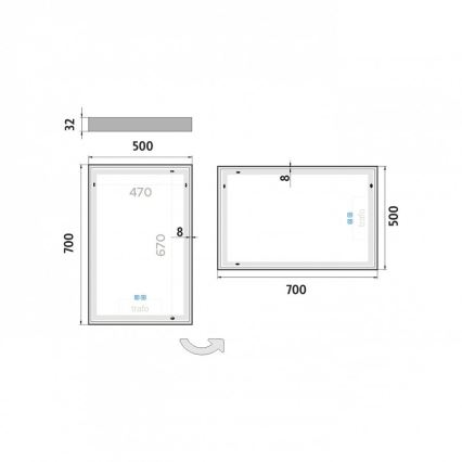 NIMCO ZP 13001VX - Espejo retroiluminado LED regulable para baño LED/35W/230V 3000-6500K 70x50 cm IP44