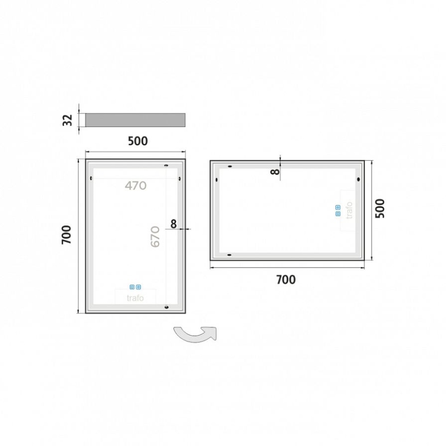 NIMCO ZP 13001VX - Espejo retroiluminado LED regulable para baño LED/35W/230V 3000-6500K 70x50 cm IP44
