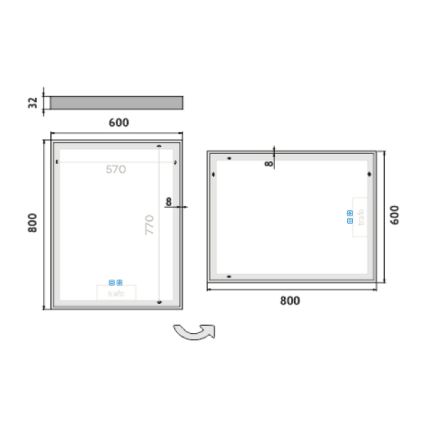 NIMCO ZP 13002VX - Espejo retroiluminado LED regulable para baño LED/41W/230V 3000-6500K 80x60 cm IP44
