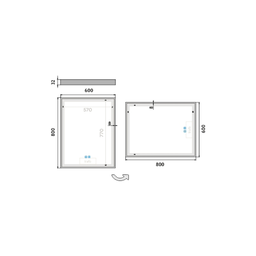 NIMCO ZP 13002VX - Espejo retroiluminado LED regulable para baño LED/41W/230V 3000-6500K 80x60 cm IP44
