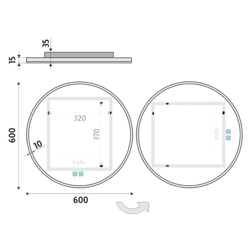 NIMCO ZP 26000RVX - Espejo retroiluminado baño LED regulable LED/26W/230V 3000-6500K d. 60 cm IP44