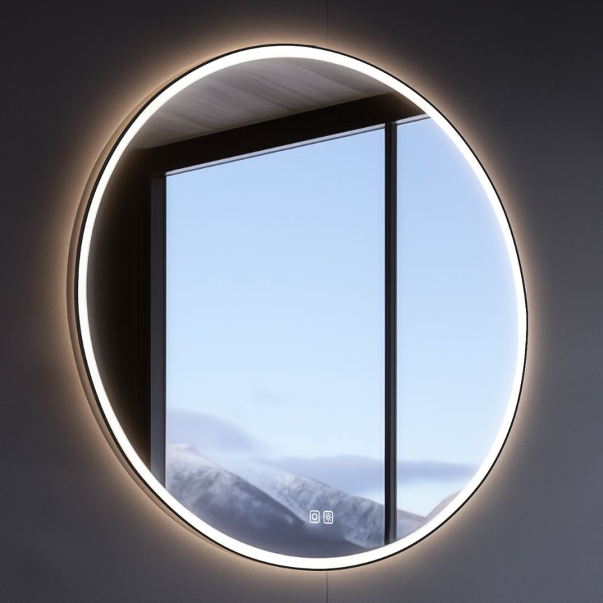 NIMCO ZPC 28001RVX-90 - Espejo retroiluminado LED regulable para baño LED/33W/230V 3000-6500K d. 70 cm negro mate IP44