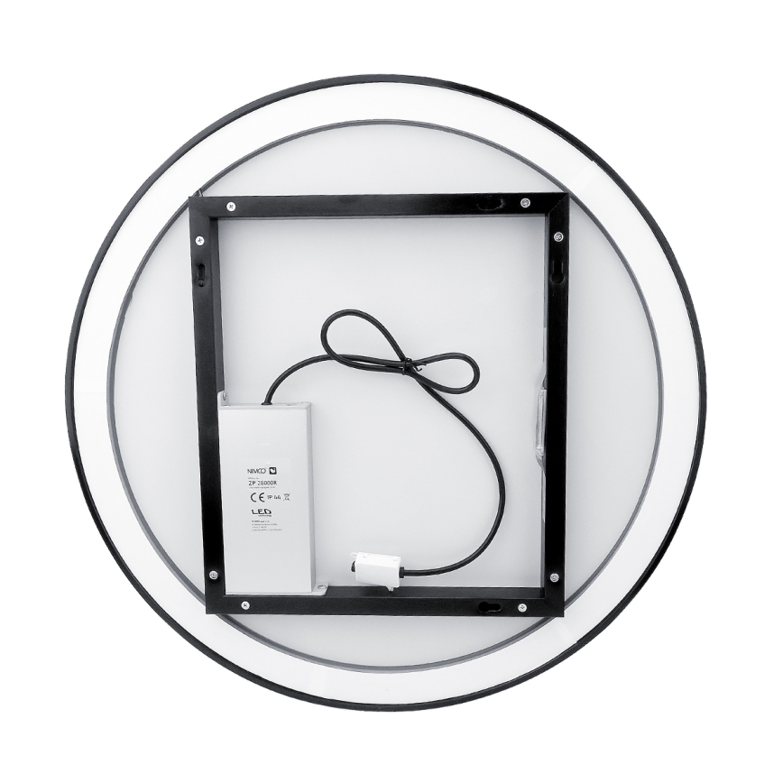 NIMCO ZPC 28001RVX-90 - Espejo retroiluminado LED regulable para baño LED/33W/230V 3000-6500K d. 70 cm negro mate IP44