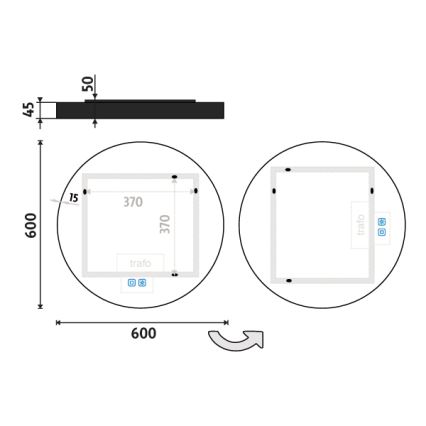 NIMCO ZPC 31000RVX-90 - Espejo de baño LED regulable con retroiluminación LED/20W/230V 3000-6500K diá. 60 cm negro mate IP44