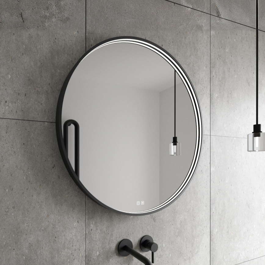 NIMCO ZPC 31000RVX-90 - Espejo de baño LED regulable con retroiluminación LED/20W/230V 3000-6500K diá. 60 cm negro mate IP44