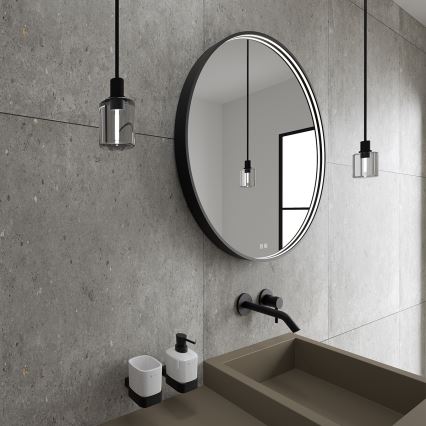 NIMCO ZPC 31001RVX-90 - Espejo de baño LED regulable con retroiluminación LED/22W/230V 3000-6500K diá. 70 cm negro mate IP44