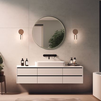 NIMCO ZPC 31001RVX-90 - Espejo de baño LED regulable con retroiluminación LED/22W/230V 3000-6500K diá. 70 cm negro mate IP44