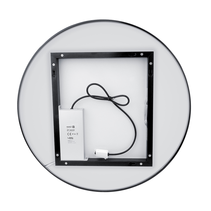 NIMCO ZPC 31001RVX-90 - Espejo de baño LED regulable con retroiluminación LED/22W/230V 3000-6500K diá. 70 cm negro mate IP44