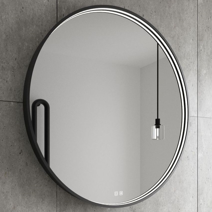 NIMCO ZPC 31002RVX-90 - Espejo de baño LED regulable con retroiluminación LED/26W/230V 3000-6500K diá. 80 cm negro mate IP44