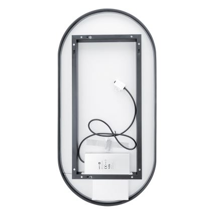 NIMCO ZPC 32002LVX-90 - Espejo retroiluminado de baño regulable LED/25W/230V 3000-6500K 80x40 cm negro mate IP44