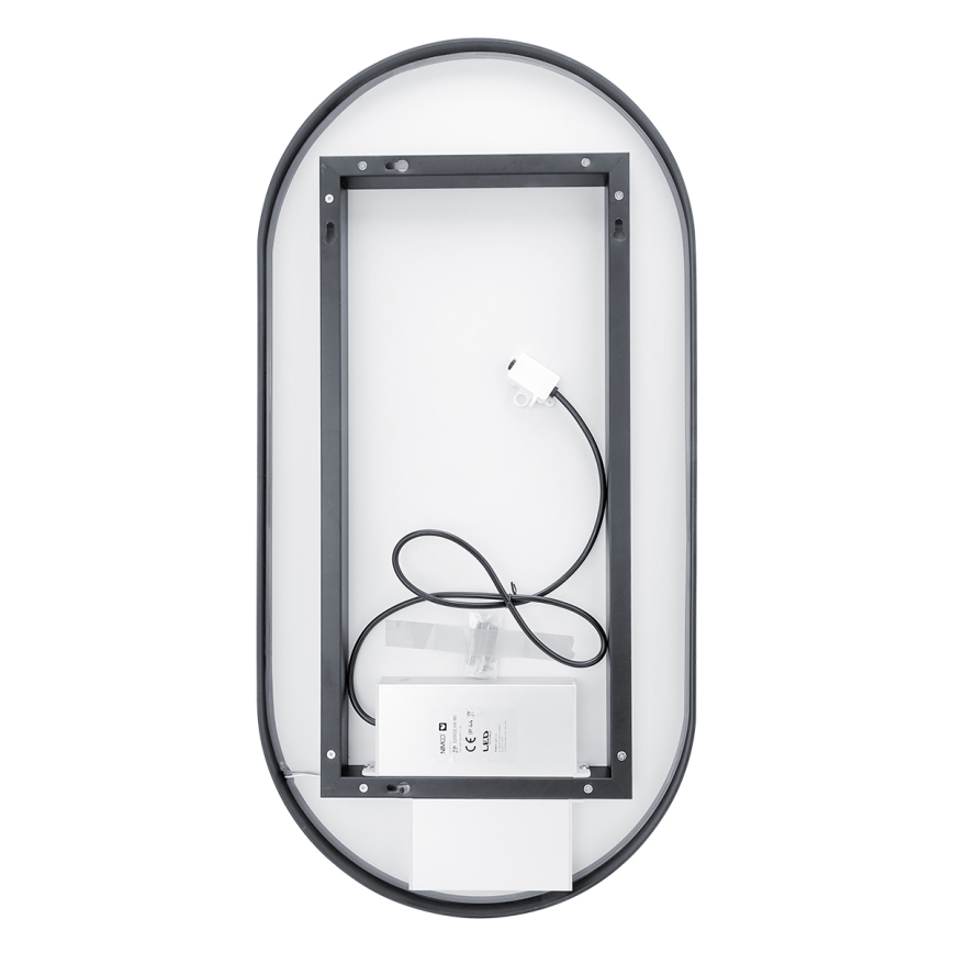 NIMCO ZPC 32002LVX-90 - Espejo retroiluminado de baño regulable LED/25W/230V 3000-6500K 80x40 cm negro mate IP44