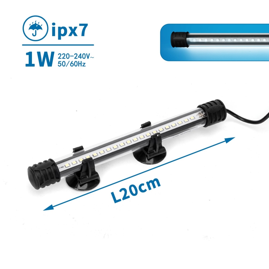 Nobleza - LED Iluminación para acuarios LED/1W/230V IPX7 20 cm