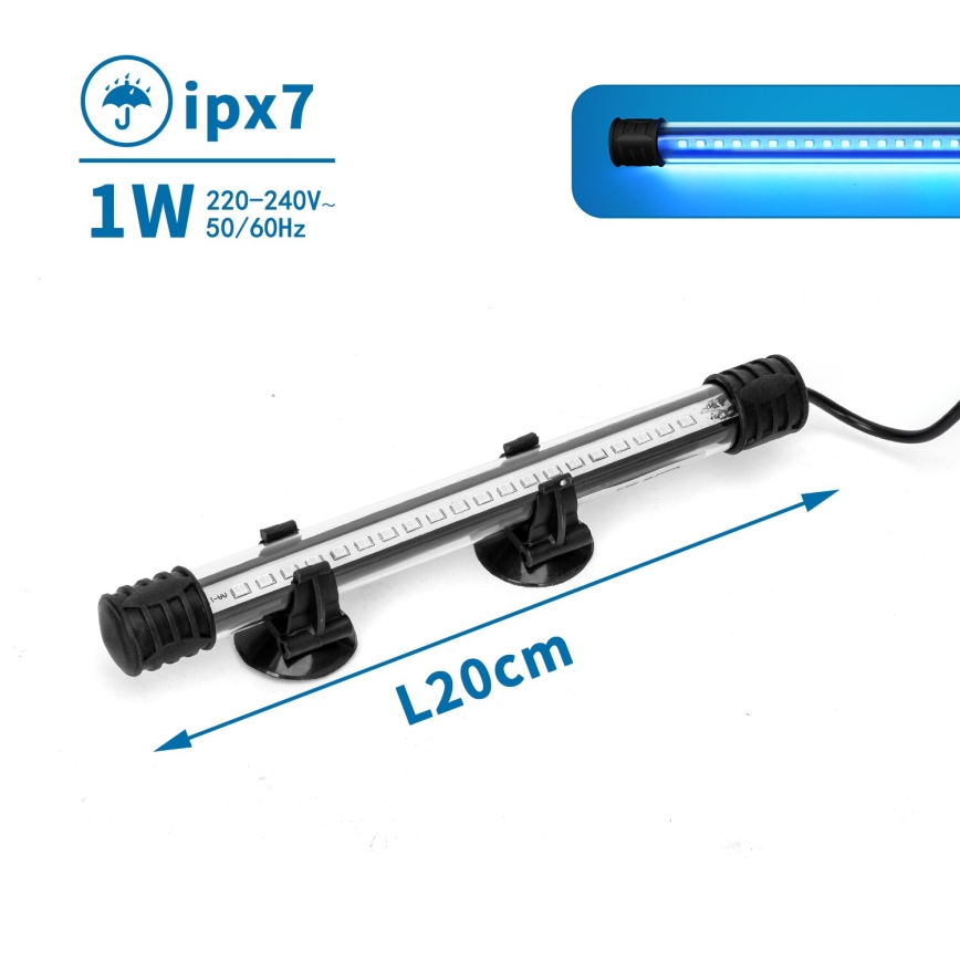 Nobleza - LED Iluminación para acuarios LED/1W/230V IPX7 20 cm