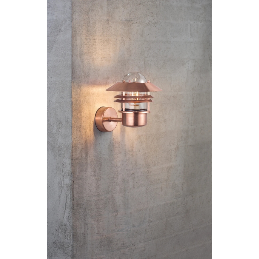 Nordlux - Aplique de exterior BLOKHUS 1xE27/60W/230V IP54 cobre
