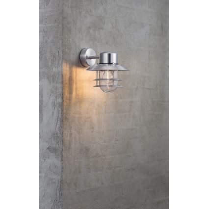 Nordlux - Aplique de exterior BLOKHUS 1xE27/60W/230V IP54 plata