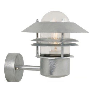 Nordlux - Aplique de exterior BLOKHUS 1xE27/60W/230V IP54 plata