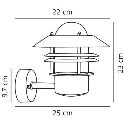 Nordlux - Aplique de exterior BLOKHUS 1xE27/60W/230V IP54 plata